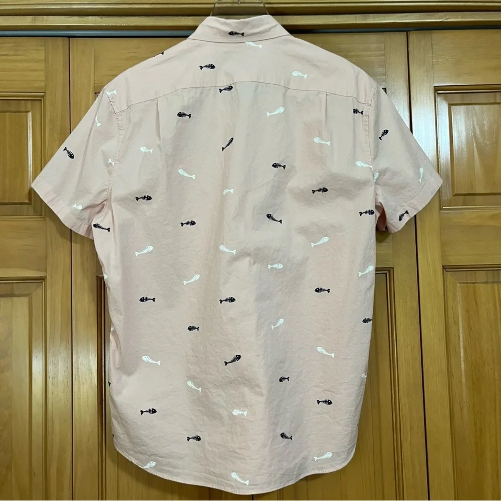 J. Crew Mercantile Flex Fish Bones Blush Shirt Size Medium